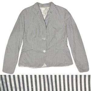 Talbots Pinstripe Blazer Two Button Lined Pockets Cotton 14 Nautical Old Money